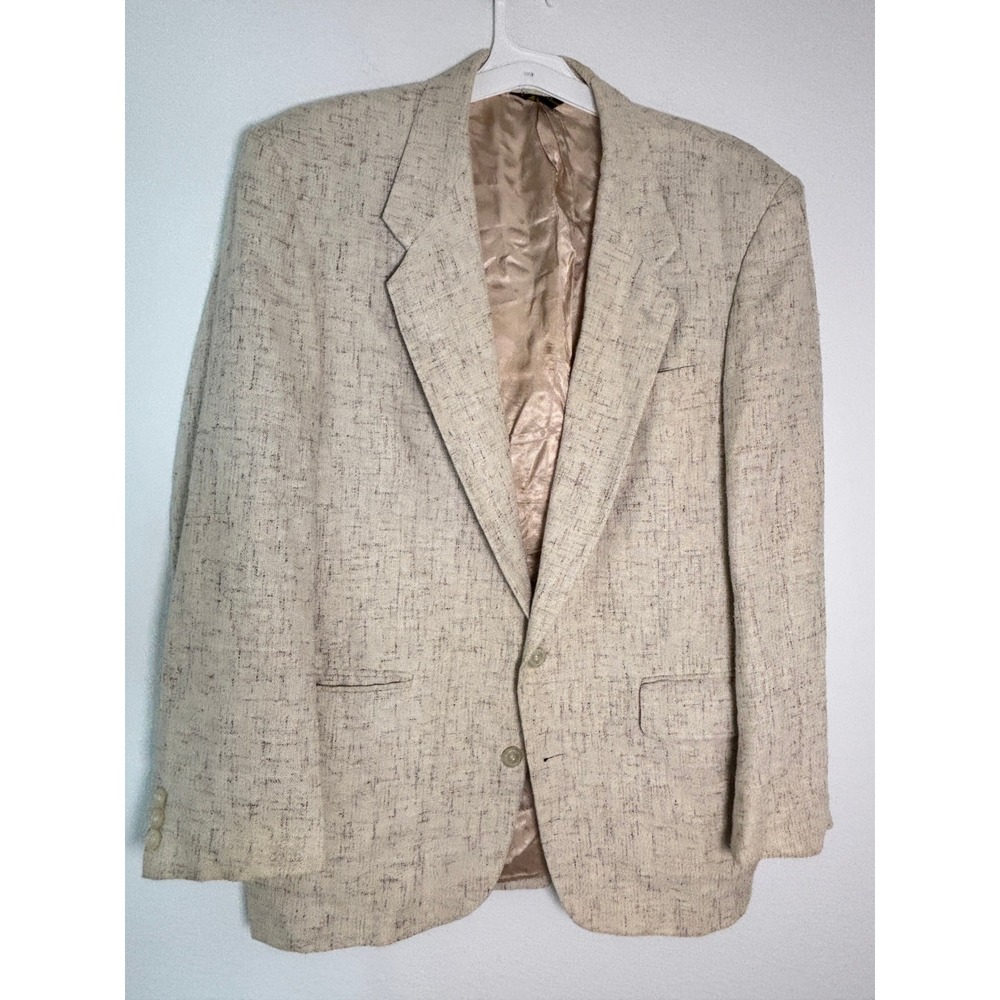 Hill & Archer Mens Beige Textured Two Button Blazer Sport‎ Coat Size 44R
